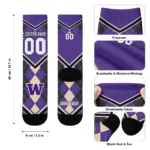 Washington Huskies Socks Personalized Argyle Pattern Purple Best Selling