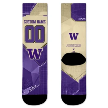 Washington Huskies Socks Personalized Geometric Tech Purple Best Selling