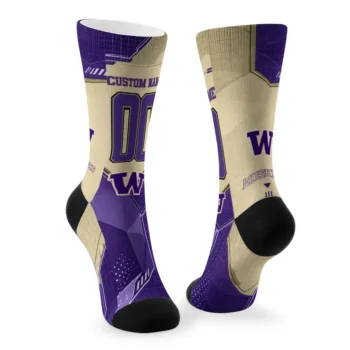 Washington Huskies Socks Personalized Geometric Tech Purple Fashion Forward