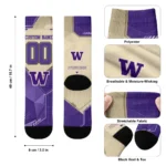 Washington Huskies Socks Personalized Geometric Tech Purple Best Selling