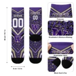 Washington Huskies Socks Personalized Leopard Print Purple Black Best Selling