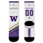 Washington Huskies Socks Personalized Nautical Icons Purple White Best Selling