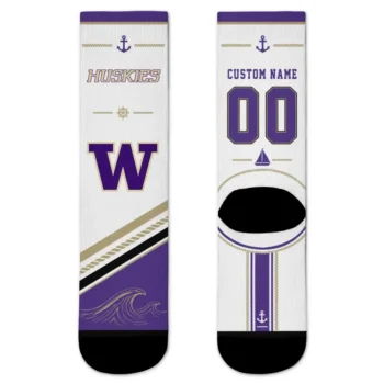 Washington Huskies Socks Personalized Nautical Icons Purple White Best Selling