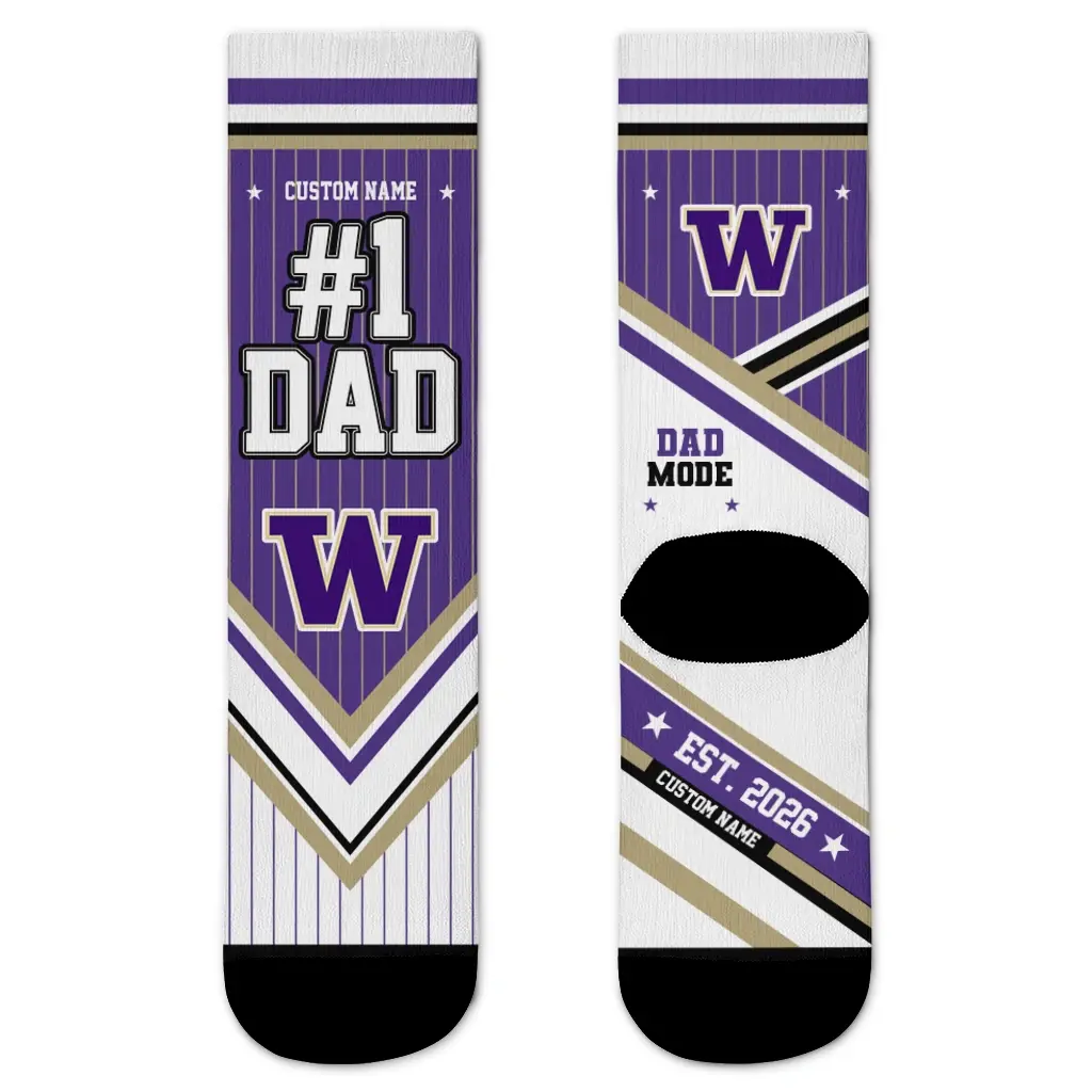 Washington Huskies Socks Personalized Pinstripe Chevron Purple White Best Selling Washington Huskies Socks Personalized Pinstripe Chevron Purple White Best Selling