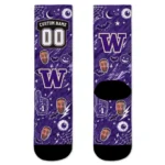 Washington Huskies Socks Personalized Scattered Icons Purple Best Selling