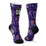 Washington Huskies Socks Personalized Scattered Icons Purple Best Selling