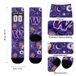 Washington Huskies Socks Personalized Scattered Icons Purple Best Selling
