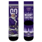 Washington Huskies Socks Personalized Snowy Scene Purple White Best Selling
