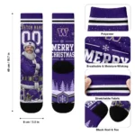 Washington Huskies Socks Personalized Snowy Scene Purple White Best Selling