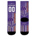 Washington Huskies Socks Personalized Star Stripes Purple White Best Selling
