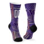 Washington Huskies Socks Personalized Star Stripes Purple White Best Selling