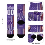 Washington Huskies Socks Personalized Star Stripes Purple White Best Selling