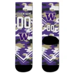 Washington Huskies Socks Personalized Woodland Camo Purple Best Selling