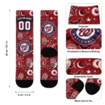 Washington Nationals Socks Custom Scattered Icons Red Best Selling