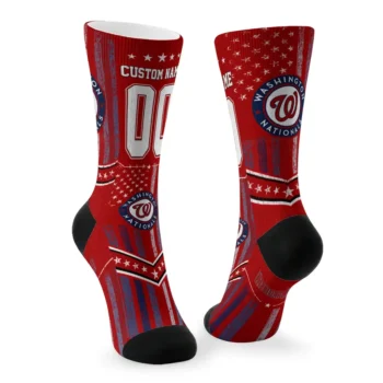 Washington Nationals Socks Customized Star Stripes Red White Fashion Forward