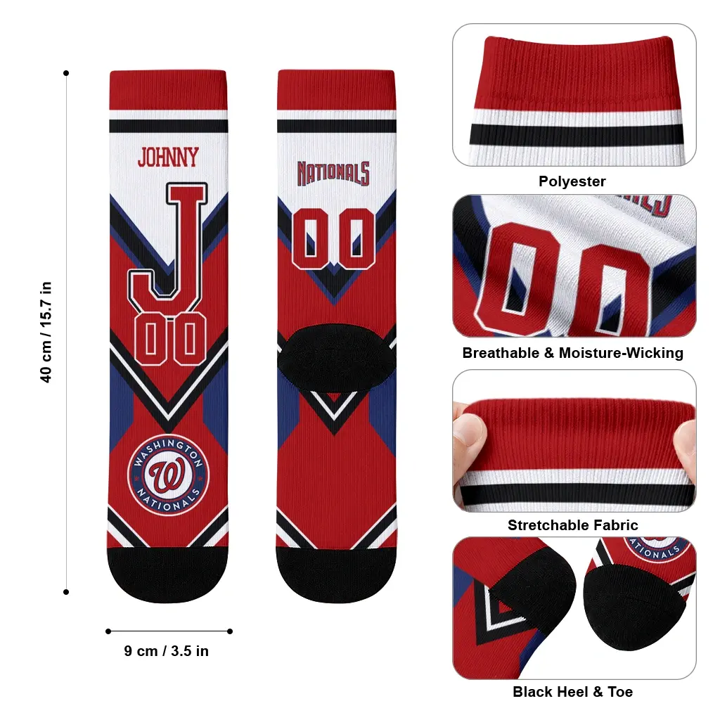Washington Nationals Socks Personalized Arrow Blocks Red High Quality Washington Nationals Socks Personalized Arrow Blocks Red High Quality