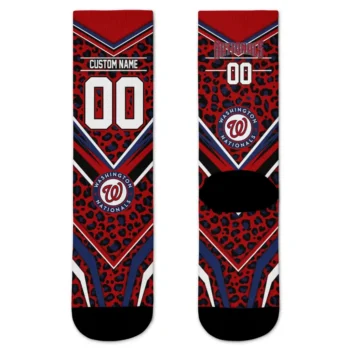 Washington Nationals Socks Personalized Leopard Print Red Black Best Selling