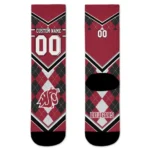 Washington State Cougars Socks Custom Argyle Pattern Crimson Best Selling
