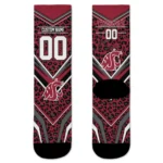 Washington State Cougars Socks Custom Leopard Print Crimson Black Best Selling