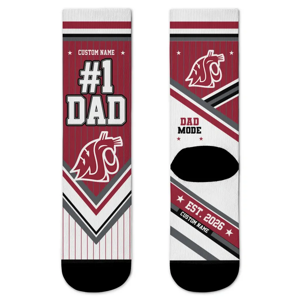 Washington State Cougars Socks Custom Pinstripe Chevron Crimson White Best Selling Washington State Cougars Socks Custom Pinstripe Chevron Crimson White Best Selling