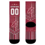 Washington State Cougars Socks Custom Star Stripes Crimson White Best Selling