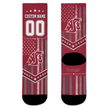 Washington State Cougars Socks Custom Star Stripes Crimson White Best Selling