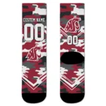 Washington State Cougars Socks Custom Woodland Camo Crimson Best Selling