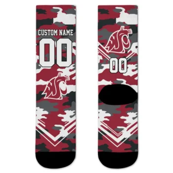 Washington State Cougars Socks Custom Woodland Camo Crimson Best Selling