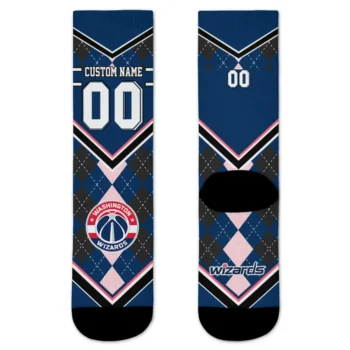 Washington Wizards Socks Custom Argyle Pattern Blue Best Selling