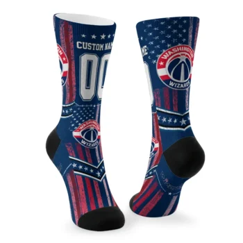 Washington Wizards Socks Custom Star Stripes Blue White Fashion Forward