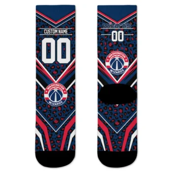 Washington Wizards Socks Customized Leopard Print Blue Black Best Selling