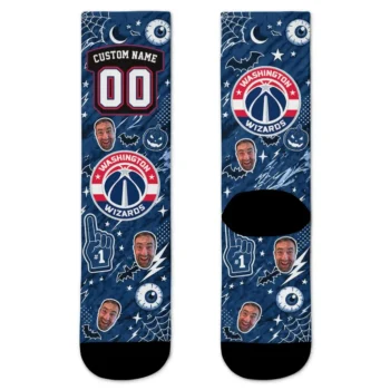 Washington Wizards Socks Personalized Scattered Icons Blue Best Selling
