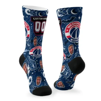 Washington Wizards Socks Personalized Scattered Icons Blue Fashion Forward