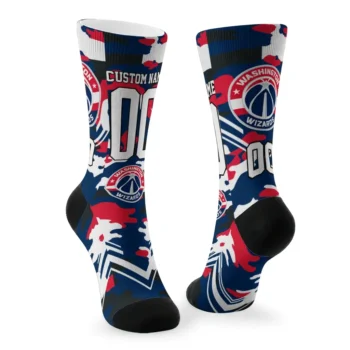 Washington Wizards Socks Personalized Woodland Camo Blue Fashion Forward