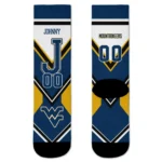 West Virginia Mountaineers Socks Custom Arrow Blocks Blue Best Selling