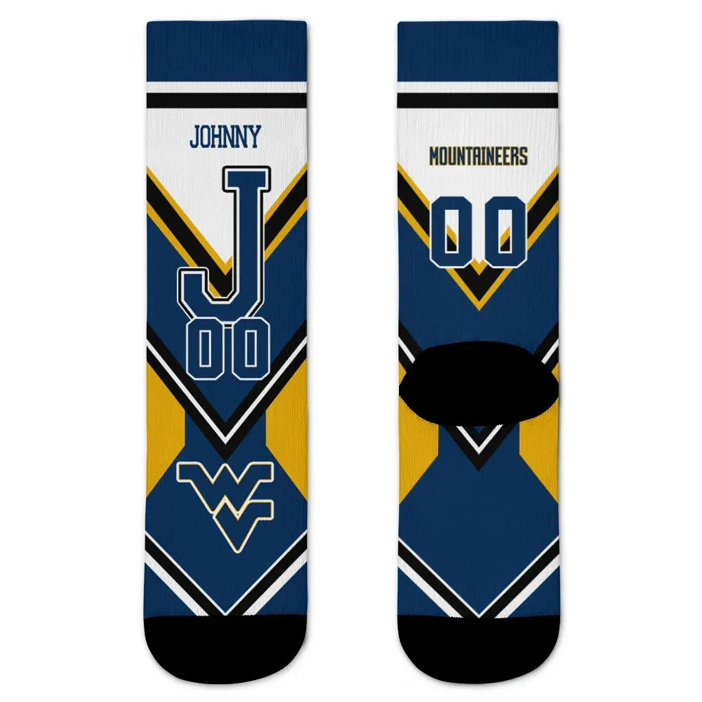 West Virginia Mountaineers Socks Custom Arrow Blocks Blue Best Selling West Virginia Mountaineers Socks Custom Arrow Blocks Blue Best Selling