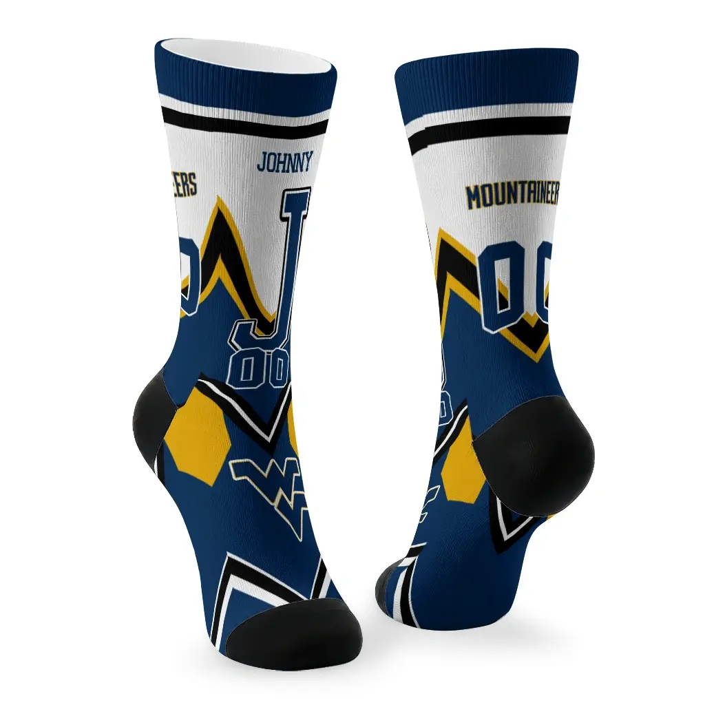 West Virginia Mountaineers Socks Custom Arrow Blocks Blue Fashion Forward West Virginia Mountaineers Socks Custom Arrow Blocks Blue Fashion Forward