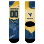 West Virginia Mountaineers Socks Custom Geometric Tech Blue Best Selling