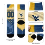 West Virginia Mountaineers Socks Custom Geometric Tech Blue Best Selling