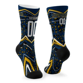 West Virginia Mountaineers Socks Custom Leopard Print Blue Black Fashion Forward