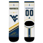 West Virginia Mountaineers Socks Custom Nautical Icons Blue White Best Selling