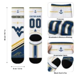 West Virginia Mountaineers Socks Custom Nautical Icons Blue White Best Selling