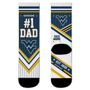West Virginia Mountaineers Socks Custom Pinstripe Chevron Blue White Best Selling