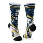 West Virginia Mountaineers Socks Custom Pinstripe Chevron Blue White Best Selling