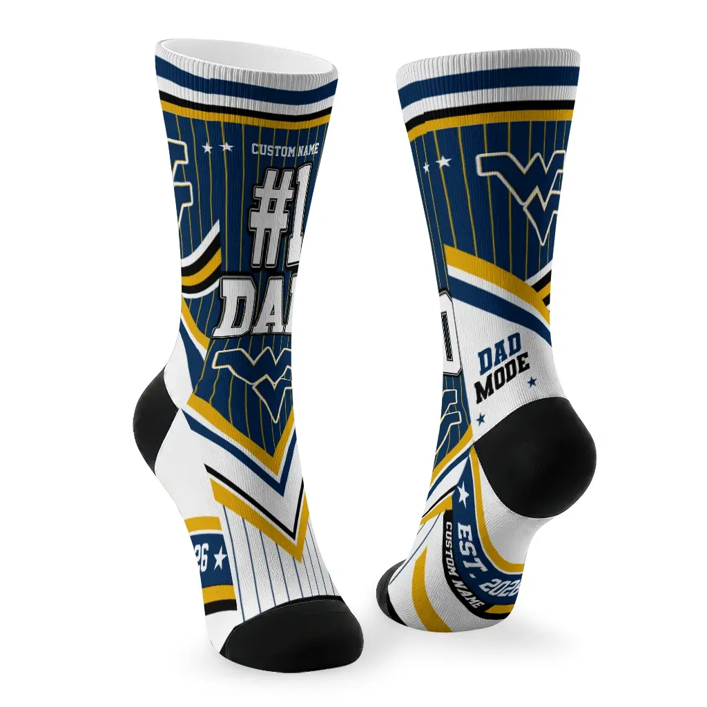 West Virginia Mountaineers Socks Custom Pinstripe Chevron Blue White Fashion Forward West Virginia Mountaineers Socks Custom Pinstripe Chevron Blue White Fashion Forward