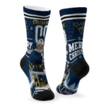 West Virginia Mountaineers Socks Custom Snowy Scene Blue White Best Selling