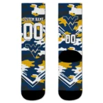 West Virginia Mountaineers Socks Custom Woodland Camo Blue Best Selling