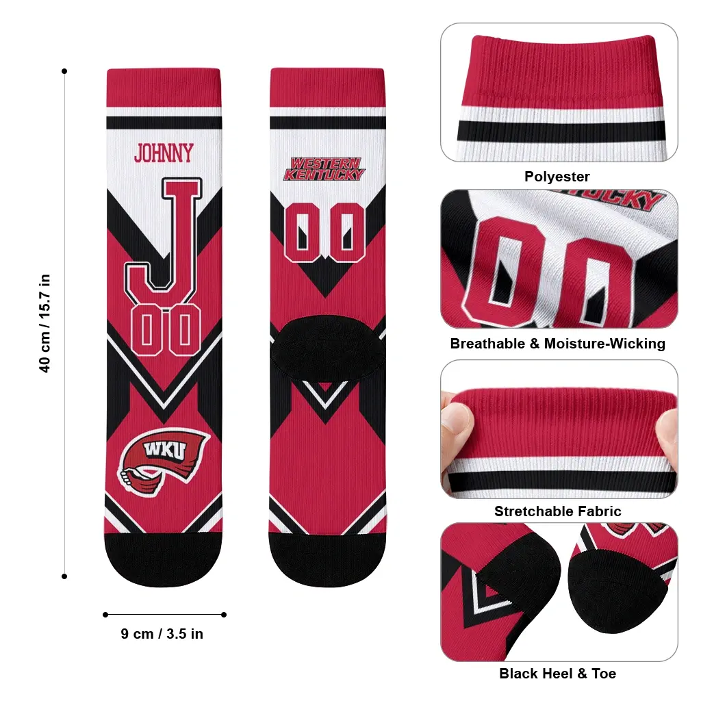 Western Kentucky Hilltoppers Socks Personalized Arrow Blocks Red High Quality Western Kentucky Hilltoppers Socks Personalized Arrow Blocks Red High Quality