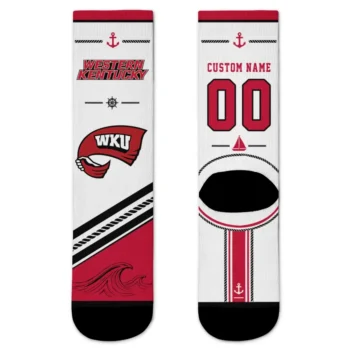 Western Kentucky Hilltoppers Socks Personalized Nautical Icons Red White Best Selling