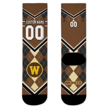 Western Michigan Broncos Socks Custom Argyle Pattern Brown Best Selling